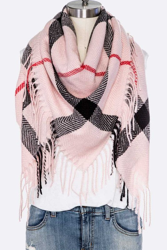 Fringe Soft Plaid Square Scarf-Artini Accessories-Reef Love