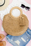 Straw Tassel O-Ring Tote Bag