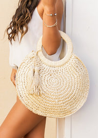 Straw Tassel O-Ring Tote Bag