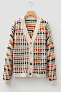 Dotty Knit Button-Up V-Neck Sweater Cardigan-JUNIPER BLVD-Reef Love