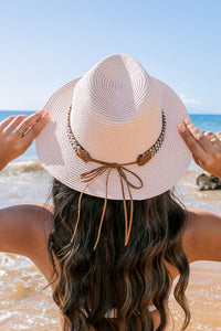 Boho Accent Straw Panama Fedora Hat-Aili's Corner-Reef Love