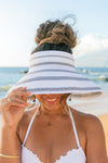 Marled Stripe Roll up Bow Visor-Reef Love