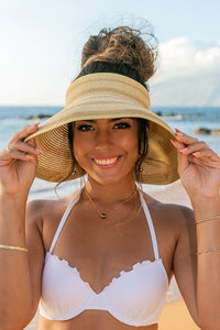 Marled Stripe Roll up Bow Visor-Reef Love