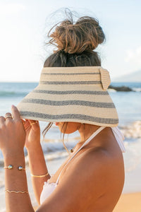 Marled Stripe Roll up Bow Visor-Reef Love