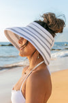 Marled Stripe Roll up Bow Visor-Reef Love