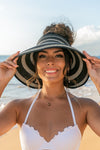 Marled Stripe Roll up Bow Visor-Reef Love