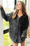 Vintage Charcoal Washed Wrinkle Gauze Shacket