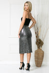 High Waist Sequin Midi Skirt