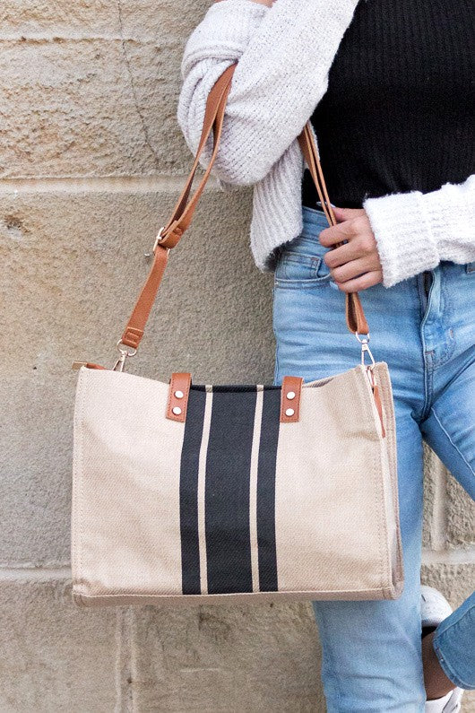 Canvas Stripe Tote-Aili's Corner-Reef Love