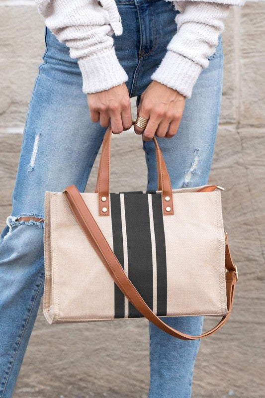 Canvas Stripe Tote-Aili's Corner-Reef Love