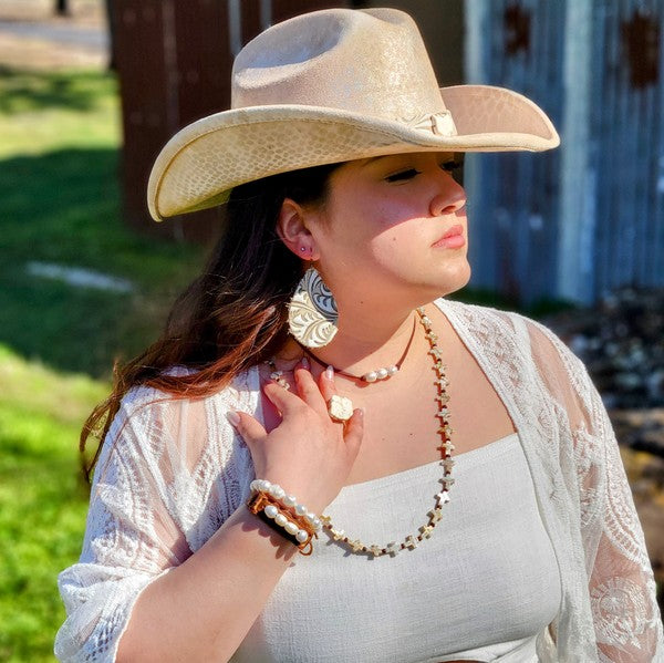 Narrow Cuff Bracelet with Genuine Freshwater Pearls-The Jewelry Junkie-Reef Love