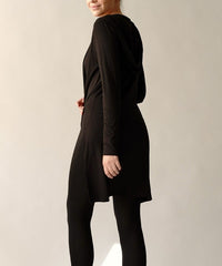 Bamboo Slim Hoodie Cardigan-Slim bamboo yoga cardigan with hoodie. Lightweight, eco-friendly bamboo spandex with tie-front styling. Made in the USA. Drapes beautifully for yoga or casual wear.-Reef Love Boutique