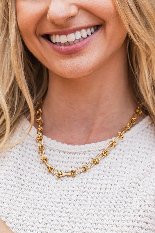 18K Tarnish Resistant and Rust-free Gold plated Stainless Barbed Wire Chain Necklace