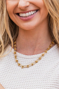 18K Tarnish Resistant and Rust-free Gold plated Stainless Barbed Wire Chain Necklace