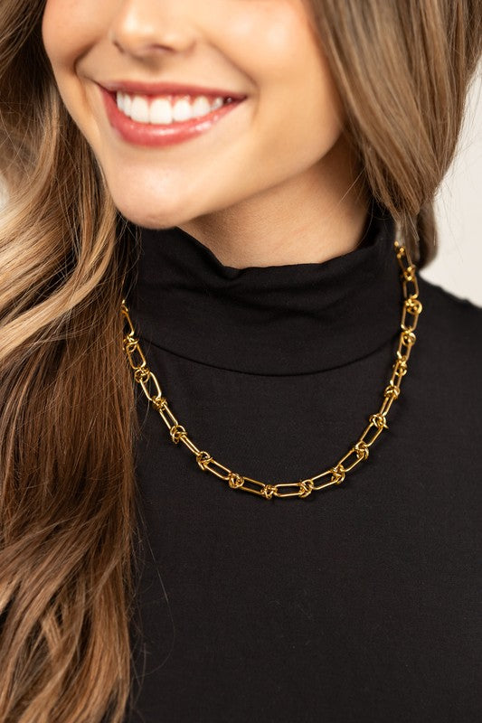 18K Tarnish Resistant and Rust-free Gold plated Stainless Barbed Wire Chain Necklace