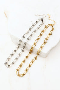 18K Tarnish Resistant and Rust-free Gold plated Stainless Barbed Wire Chain Necklace
