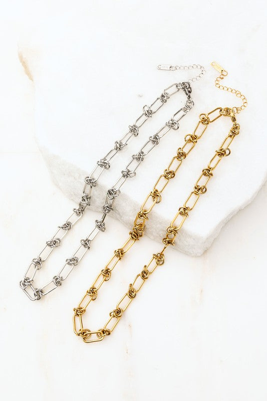 18K Tarnish Resistant and Rust-free Gold plated Stainless Barbed Wire Chain Necklace
