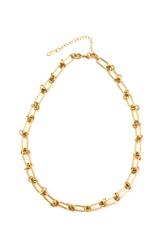 18K Tarnish Resistant and Rust-free Gold plated Stainless Barbed Wire Chain Necklace