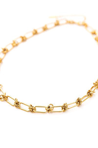 18K Tarnish Resistant and Rust-free Gold plated Stainless Barbed Wire Chain Necklace