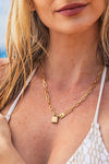 18K Stainless Lock & Clip Chain Necklace, Tarnish Resistant