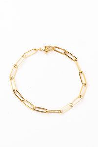 18K Gold Stainless Paperclip Bracelet, Tarnish Resistant