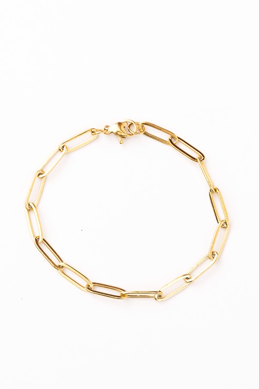 18K Gold Stainless Paperclip Bracelet, Tarnish Resistant
