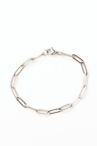 18K Silver Stainless Paperclip Bracelet, Tarnish Resistant