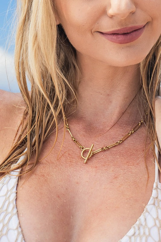 18K Stainless Toggle Chain Necklace, Tarnish Resistant-Reef Love