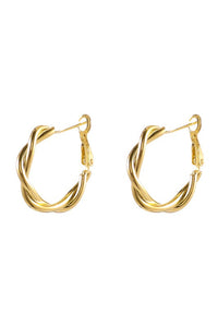 18K Stainless Twisted Hoop Earrings, Tarnish Resistant-Jewelry & Accessories - Earrings - Hoop Earrings-Reef Love