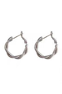 18K Stainless Twisted Hoop Earrings, Tarnish Resistant-Jewelry & Accessories - Earrings - Hoop Earrings-Reef Love