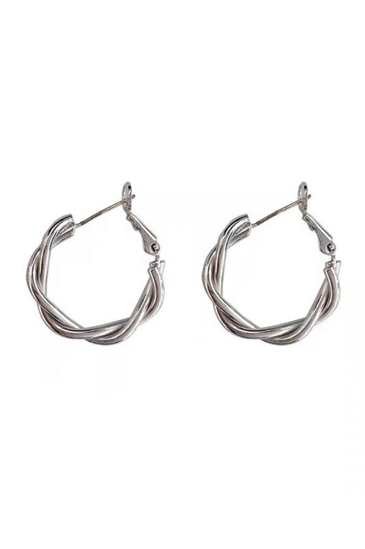 18K Stainless Twisted Hoop Earrings, Tarnish Resistant-Jewelry & Accessories - Earrings - Hoop Earrings-Reef Love
