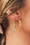18K Stainless Twisted Hoop Earrings, Tarnish Resistant-Jewelry & Accessories - Earrings - Hoop Earrings-Reef Love