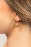 18K Stainless Twisted Hoop Earrings, Tarnish Resistant-Jewelry & Accessories - Earrings - Hoop Earrings-Reef Love