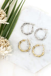 18K Stainless Twisted Hoop Earrings, Tarnish Resistant-Jewelry & Accessories - Earrings - Hoop Earrings-Reef Love