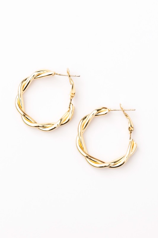 18K Stainless Twisted Hoop Earrings, Tarnish Resistant-Jewelry & Accessories - Earrings - Hoop Earrings-Reef Love