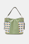 Women’s Three piece handbag set includes a Large Shoulder Bag, a Solid Bag, and a charming Heart Coin Pouch.