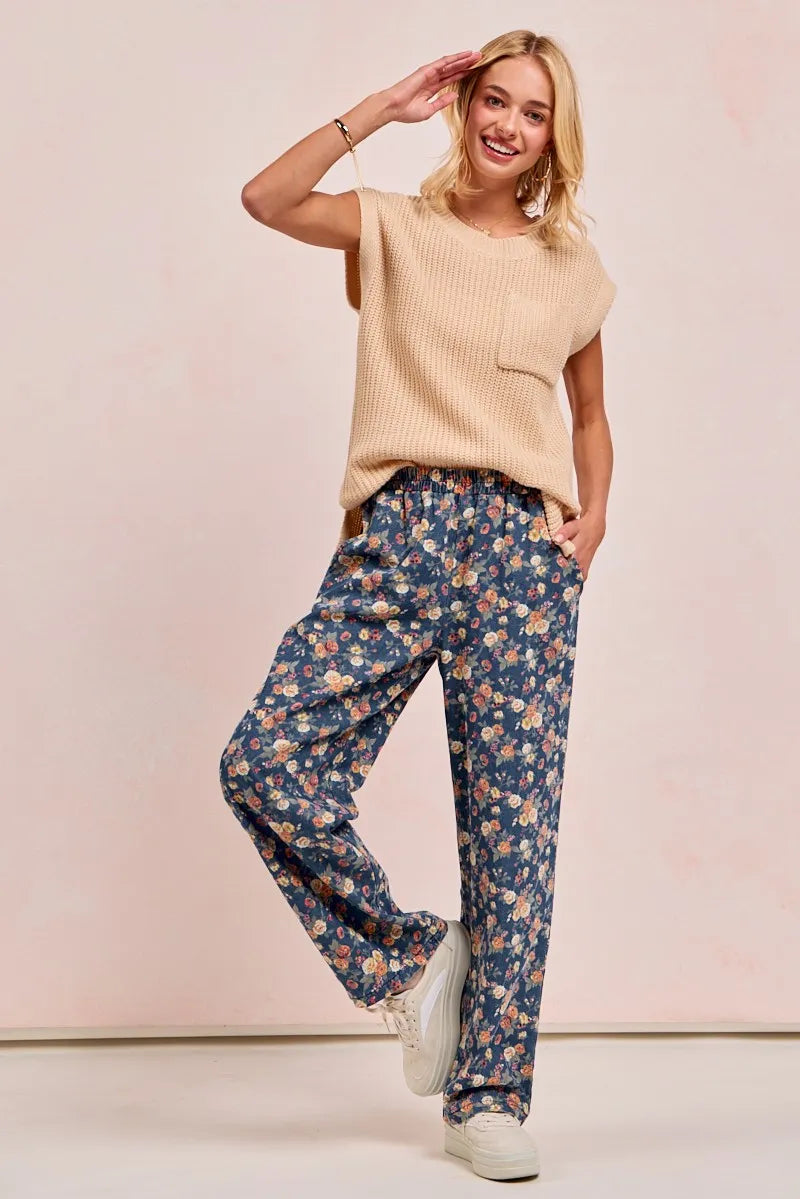 Shop Washed Floral Print Wide Leg Jeans-Boho meets vintage in these Floral Print Wide Leg Jeans featuring a high-waist, relaxed fit, soft floral denim with a touch of stretch. Style meets comfort.-Reef Love Boho-Chic Boutique
