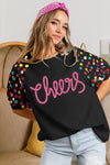 Shop BiBi Metallic Letter Spangle Raglan Puff Sleeve Top-available at Reef Love online boho-chic boutique