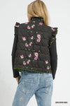 Quilted Floral Snap Down Vest
