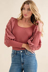 And The Why Textured Puff Sleeve Bodysuit-bodysuit-Reef Love