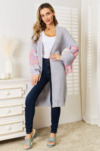 Woven Pink Fringe Sleeve Dropped Shoulder Cardigan-Woven Right-Reef Love