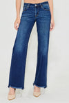 RISEN Low Rise Wide Leg Raw Hem Jeans-Reef Love