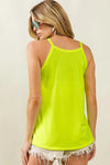 French Terry Knit Ruffled Neon Yellow Sleeveless Top-Tank Top-Reef Love