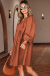 Corduroy Scallop Neck Mini Dress-Reef Love