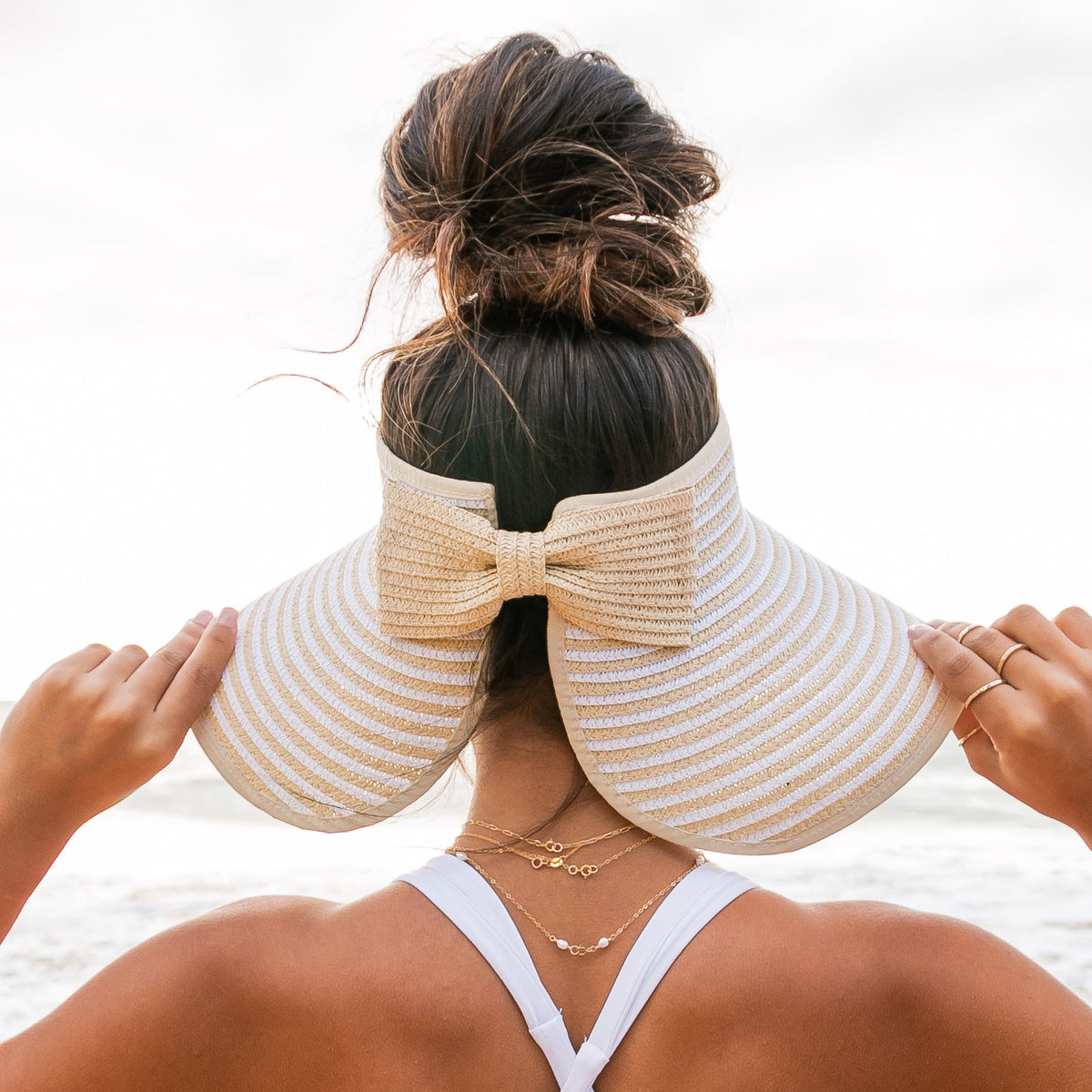 Foldable Bow Stripe Visor-Sun Visor-Reef Love