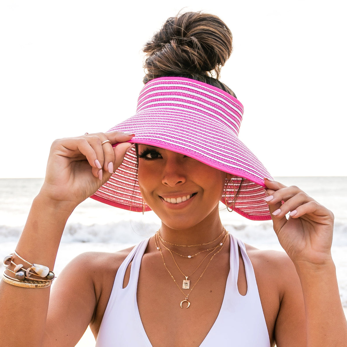 Foldable Bow Stripe Visor-Sun Visor-Reef Love