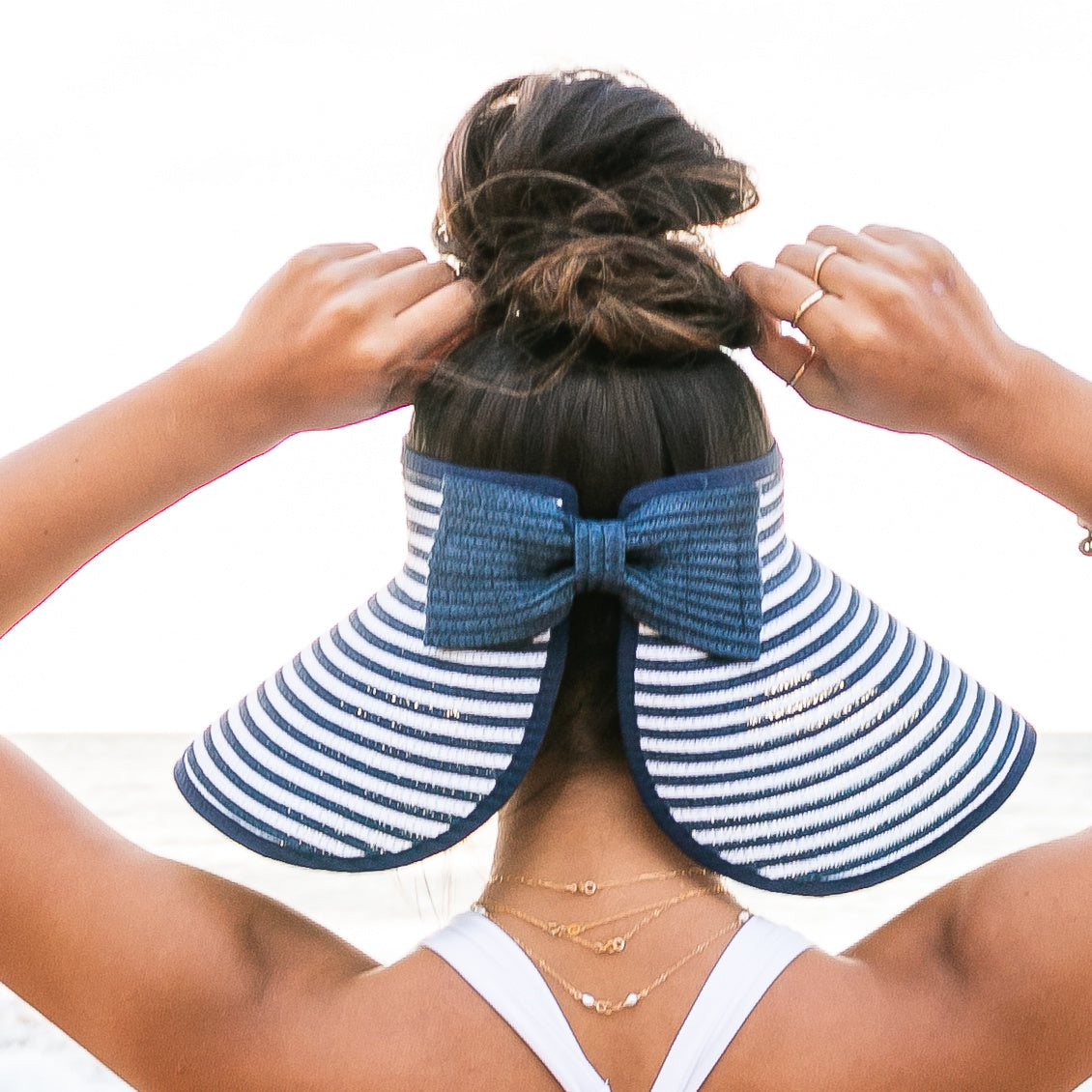 Foldable Bow Stripe Visor-Sun Visor-Reef Love