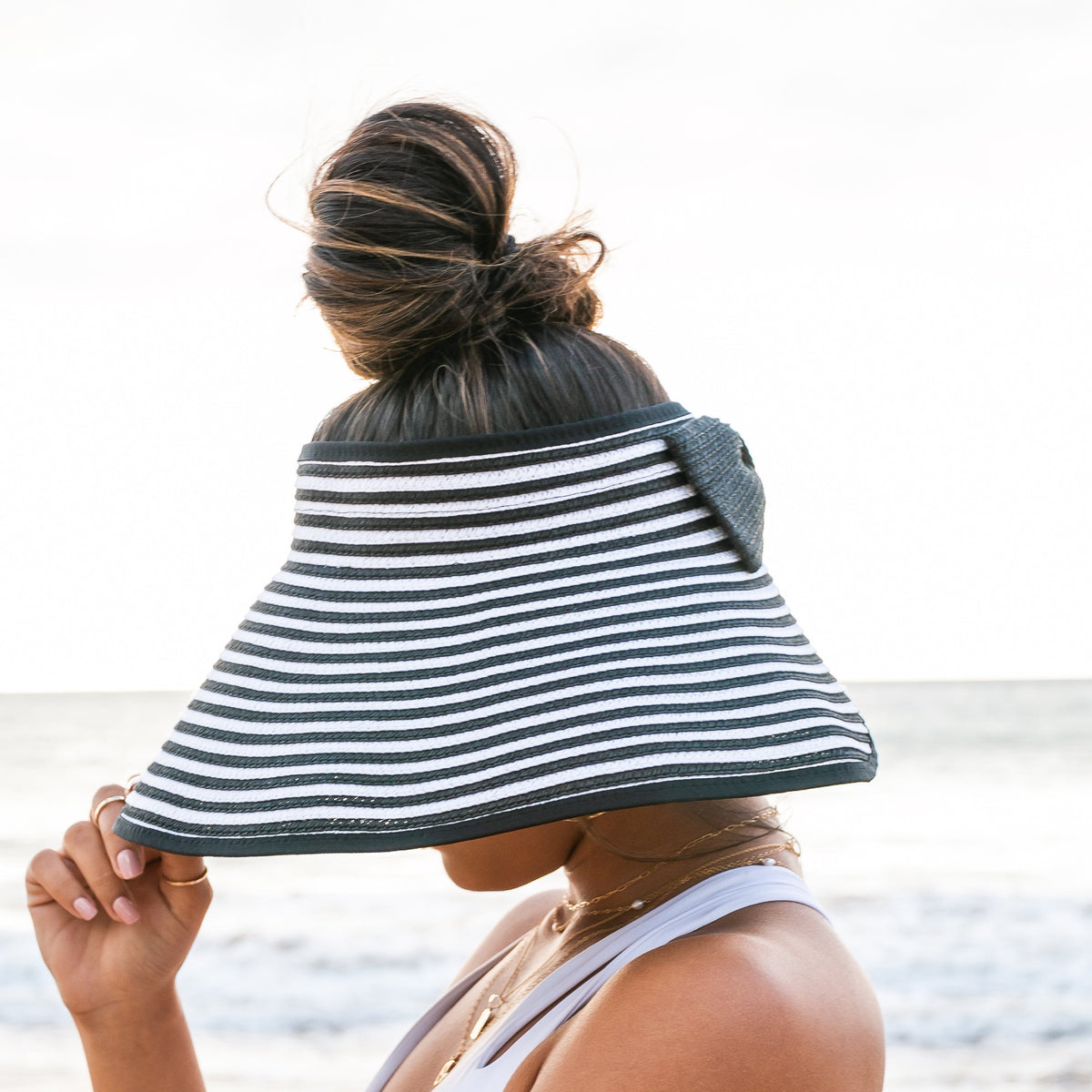 Foldable Bow Stripe Visor-Sun Visor-Reef Love
