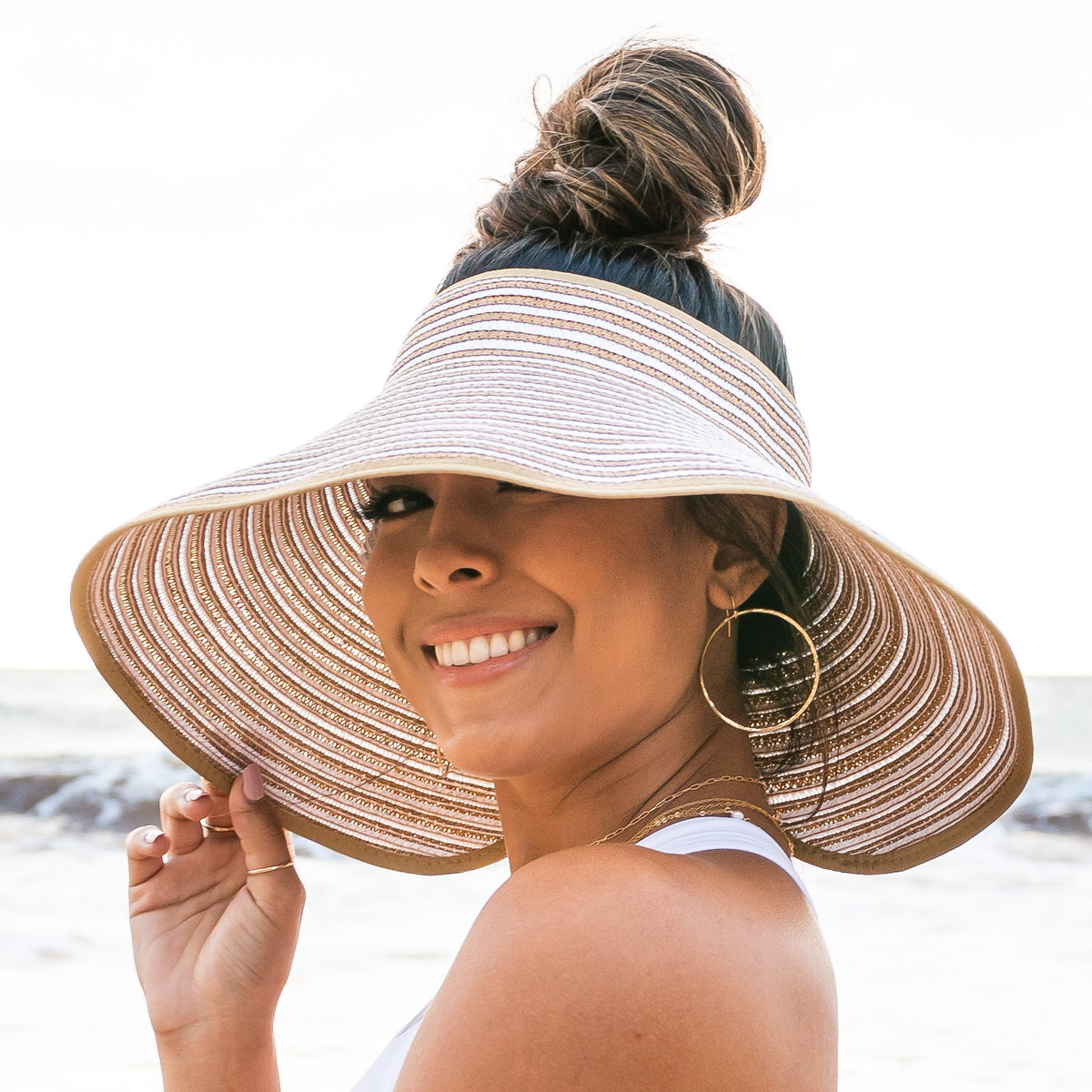 Foldable Bow Stripe Visor-Sun Visor-Reef Love