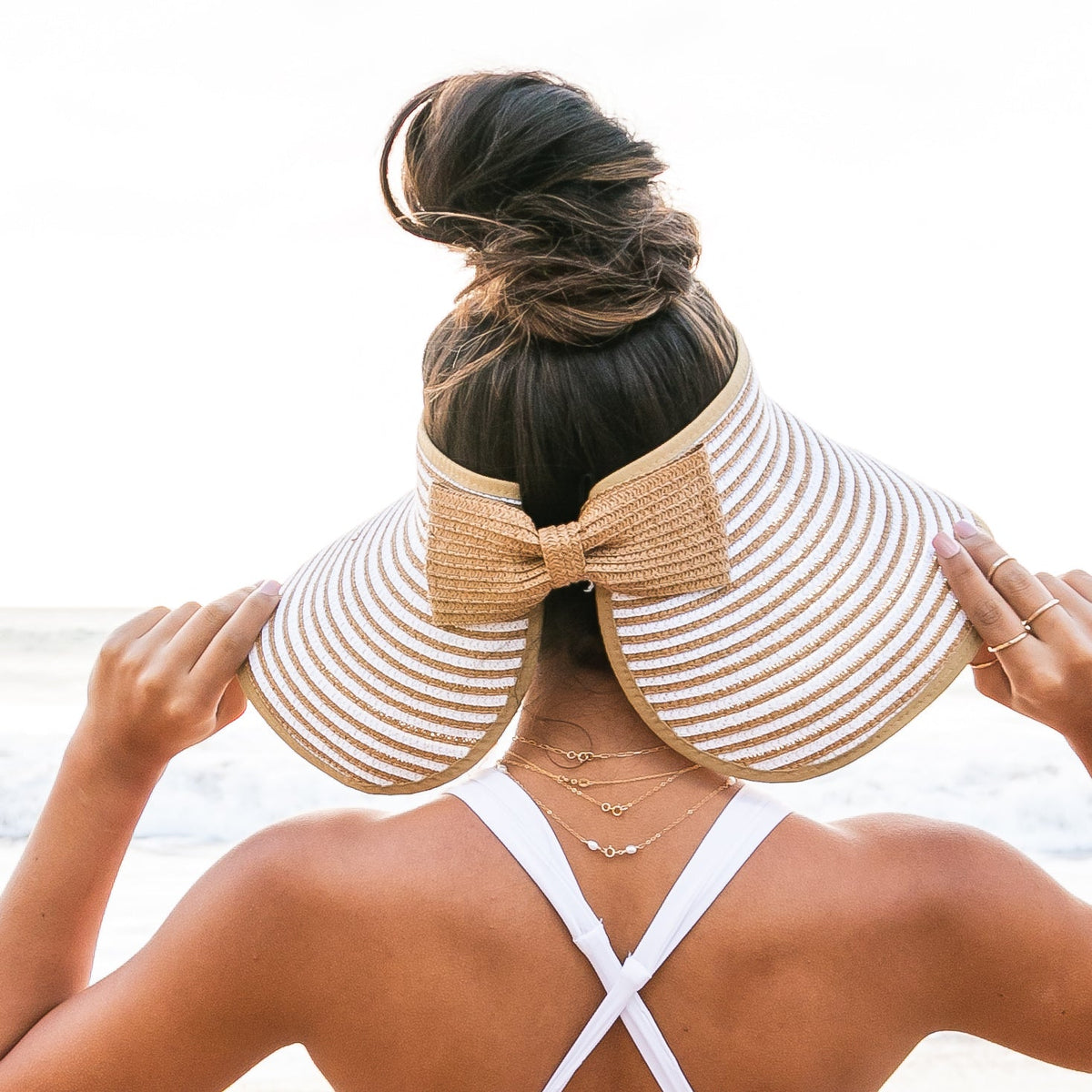 Foldable Bow Stripe Visor-Sun Visor-Reef Love